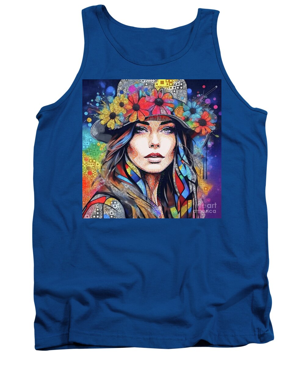 Abstract Tank Top featuring the digital art Colourful Portrait - 02800 by Philip Preston