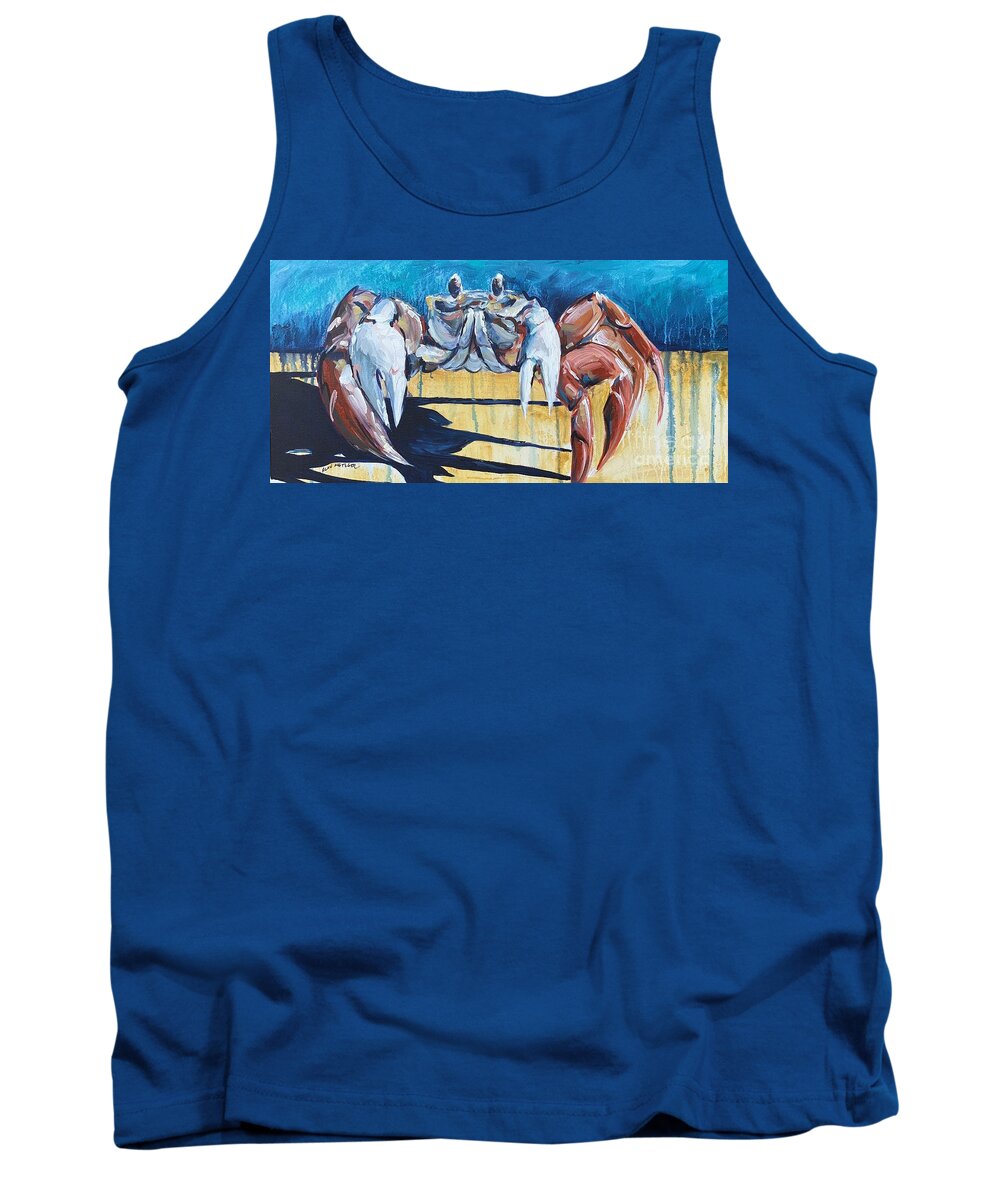 Crab Tank Top featuring the painting Crab Along by Alan Metzger
