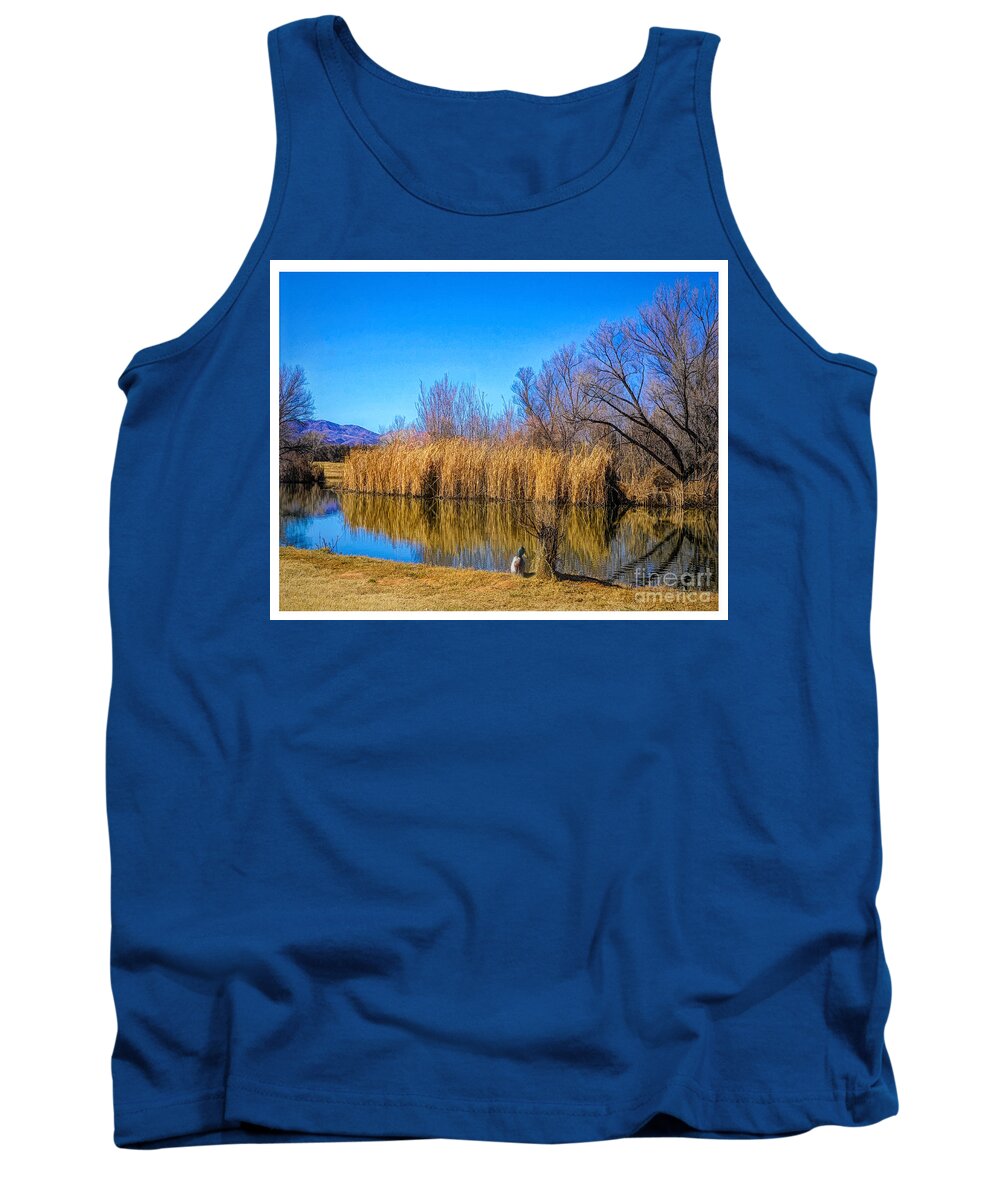 Arizona Tank Top featuring the digital art Dead Horse pond with Duck by Deb Nakano