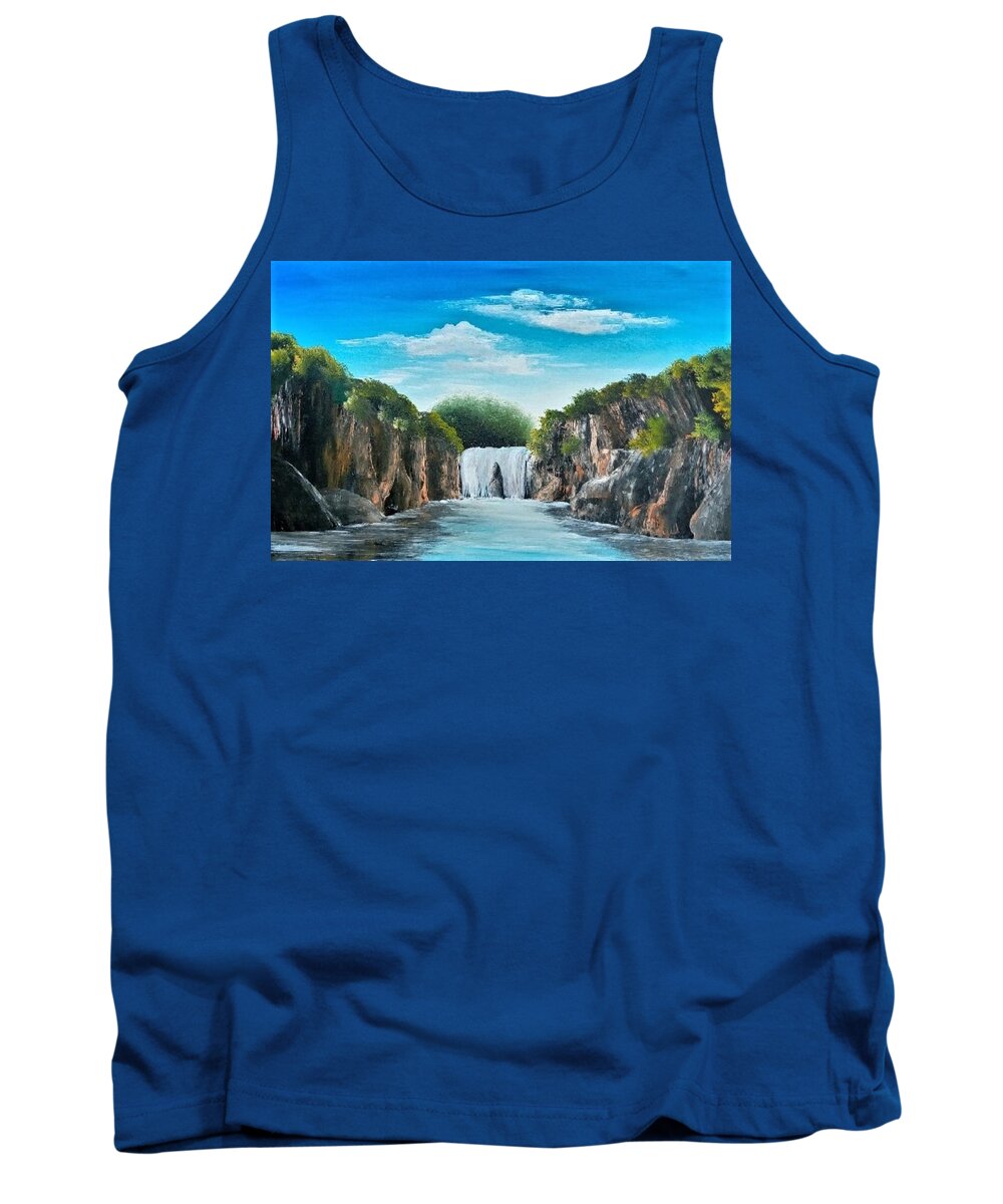 Landscape Tank Top featuring the painting DO4-Deno Onsumo by Deno Onsomu