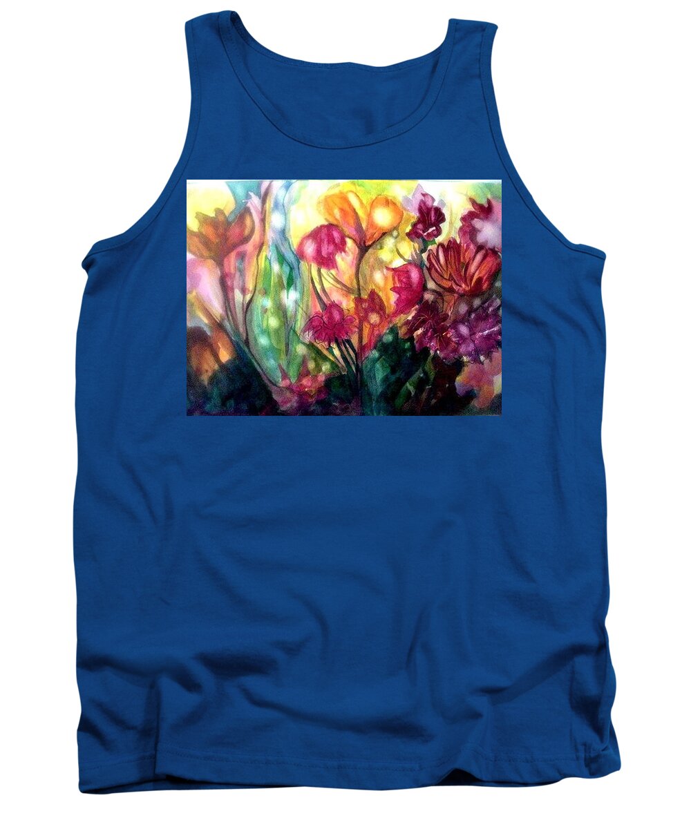 Flowers Tank Top featuring the painting Fairy Lights by Carolyn LeGrand