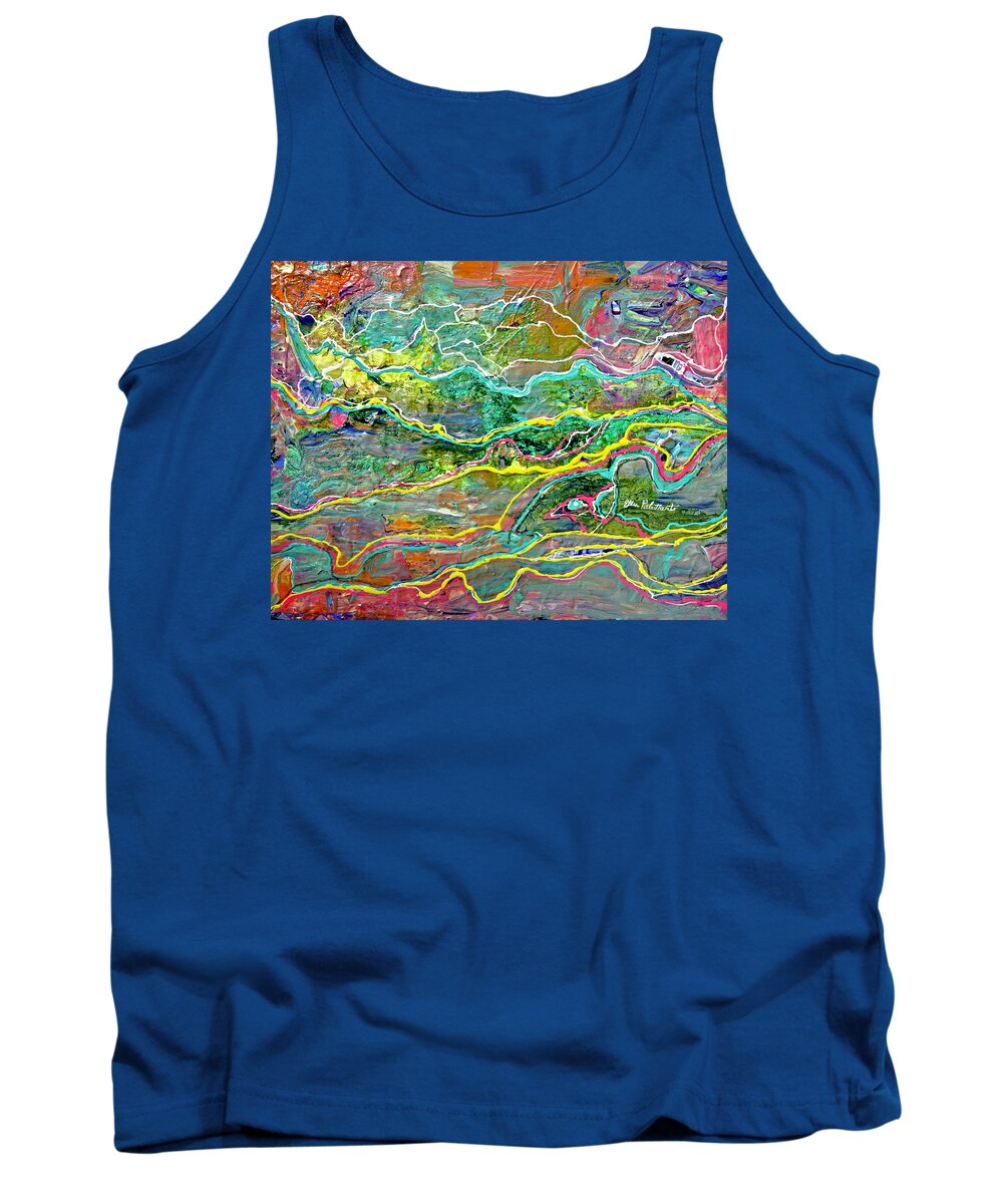 Sharing Tank Top featuring the painting Flowing Landscape by Ellen Palestrant