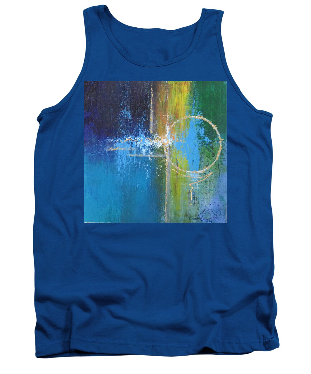 Abstract Tank Top featuring the painting Galactalinguatic by Raymond Fernandez