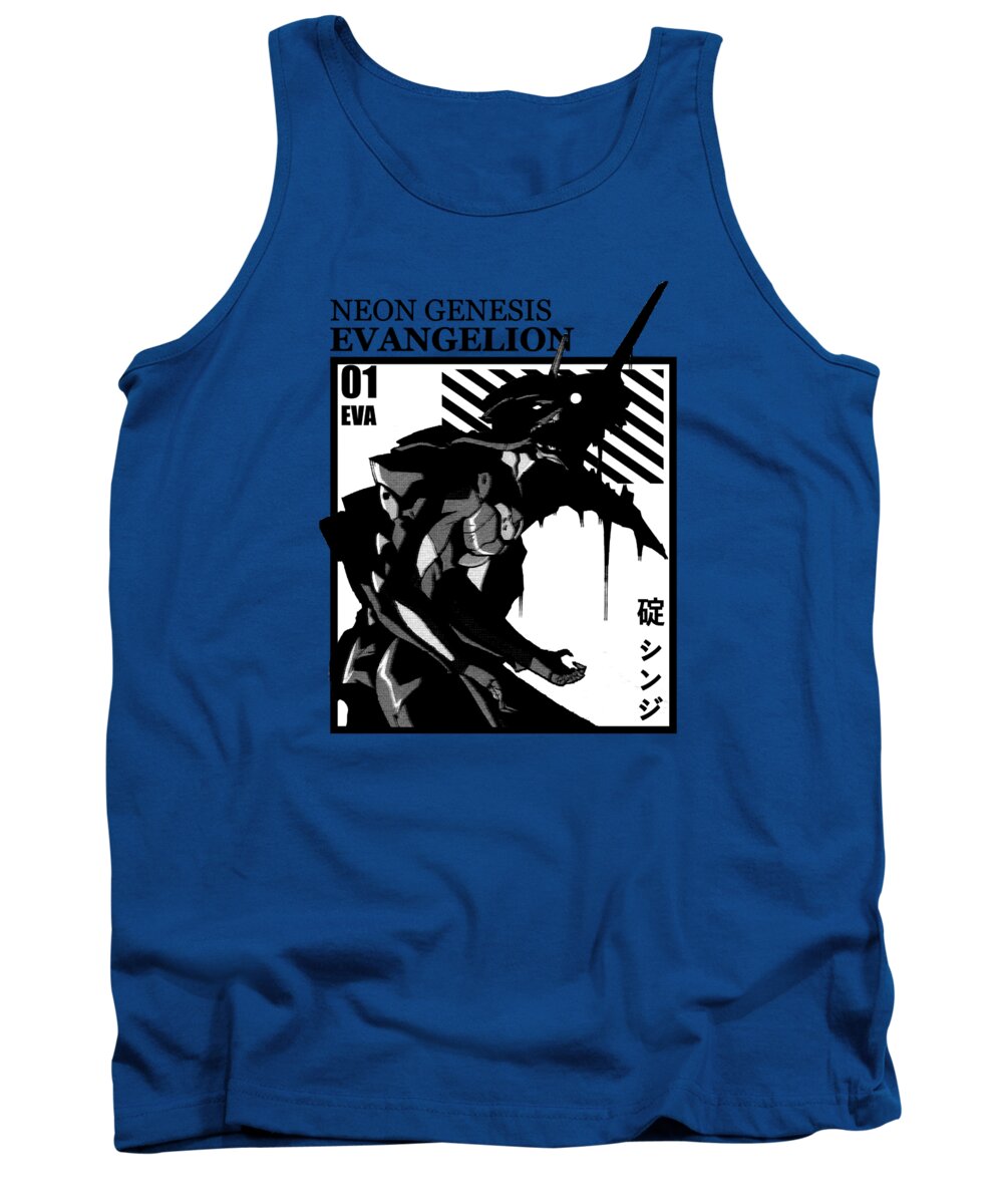 Anime Tank Top featuring the drawing Gifts For Women Evangelion Eva 01 Gift For Music Fans by Lotus Leafal