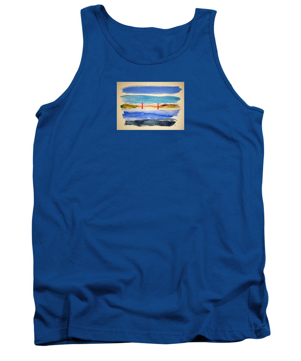 Watercolor Tank Top featuring the painting Golden Gate Morning by John Klobucher
