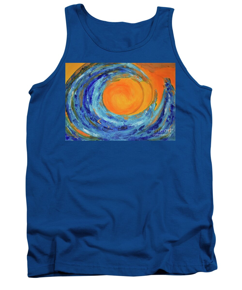 Abstract Art Tank Top featuring the painting Golden Wave by Leonida Arte