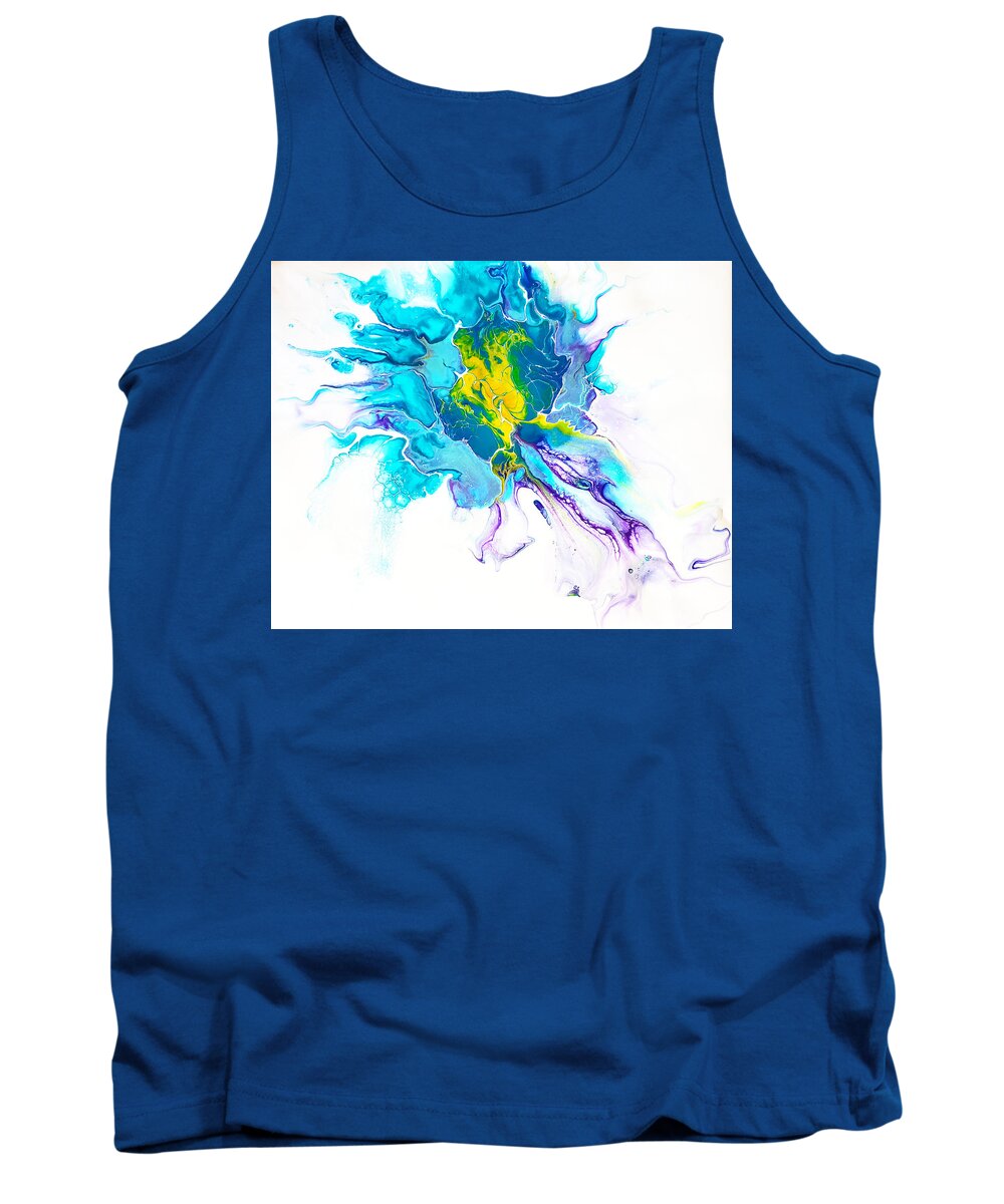 Abstract Tank Top featuring the painting Green Turtle by Christine Bolden