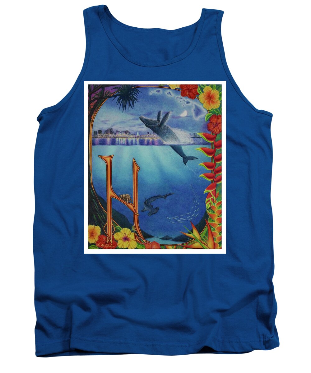 Kim Mcclinton Tank Top featuring the drawing H is for Hawaii by Kim McClinton