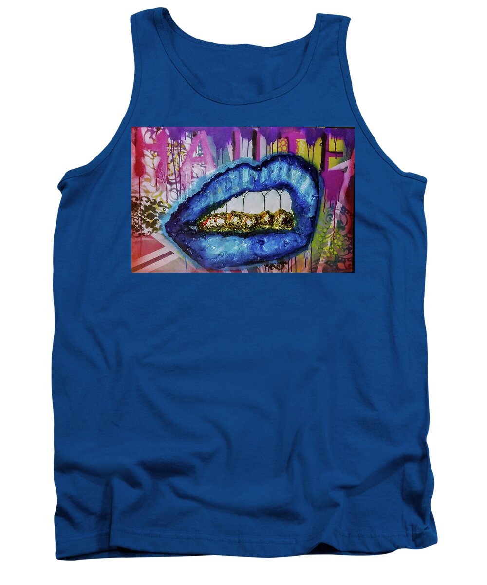 Me Tank Top featuring the painting Haute Lips by Femme Blaicasso