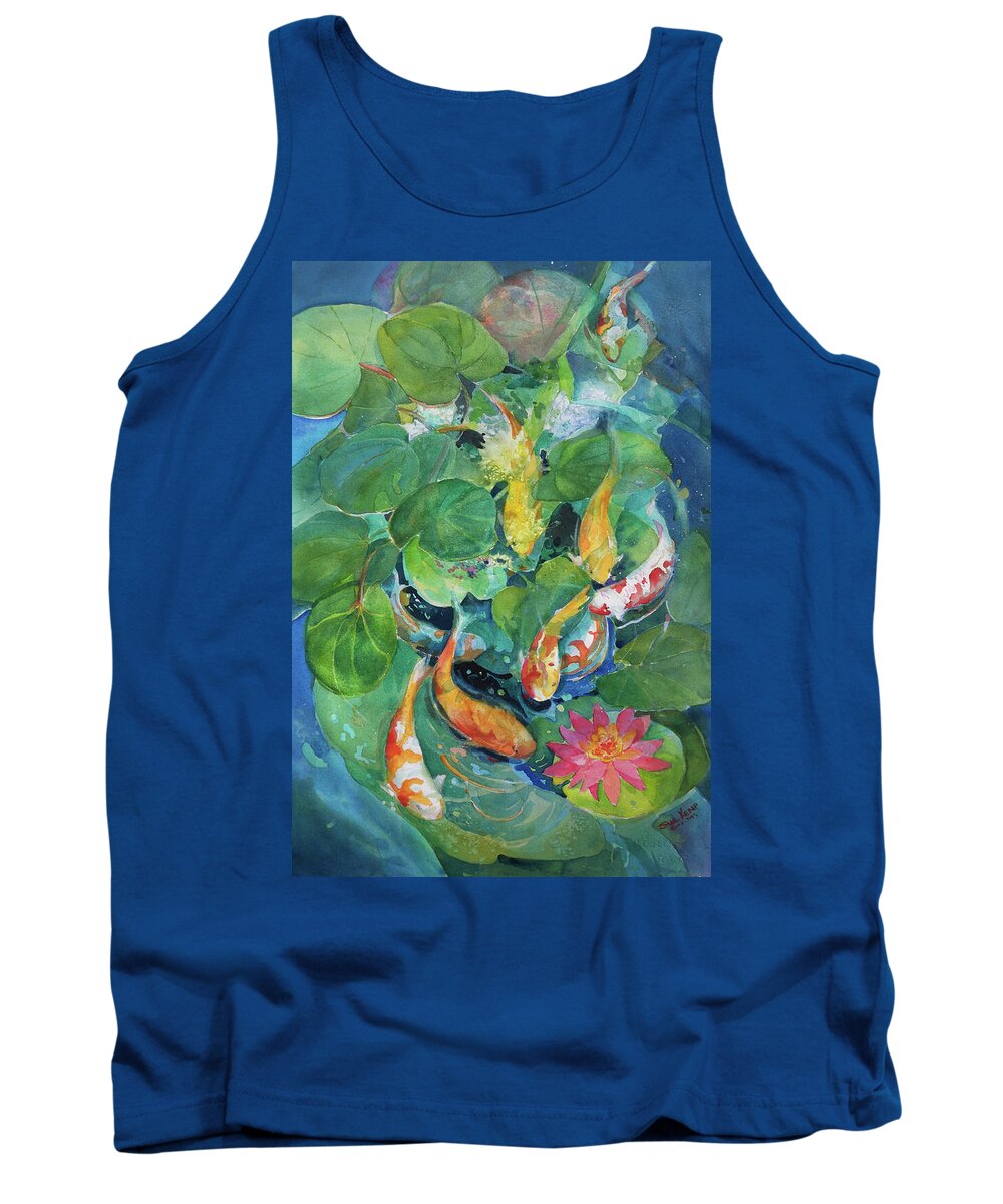 Fish Tank Top featuring the painting In a Tizzy-Koi by Sue Kemp