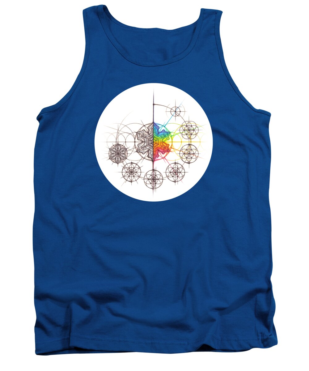 Snowflake Tank Top featuring the drawing Intuitive Geometry Snowflake with steps Art by Nathalie Strassburg
