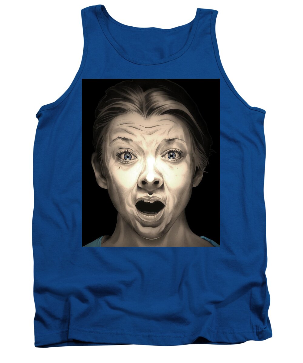 Natalie Dormer Tank Top featuring the drawing Jess Price - Natalie Dormer - The Forest by Fred Larucci