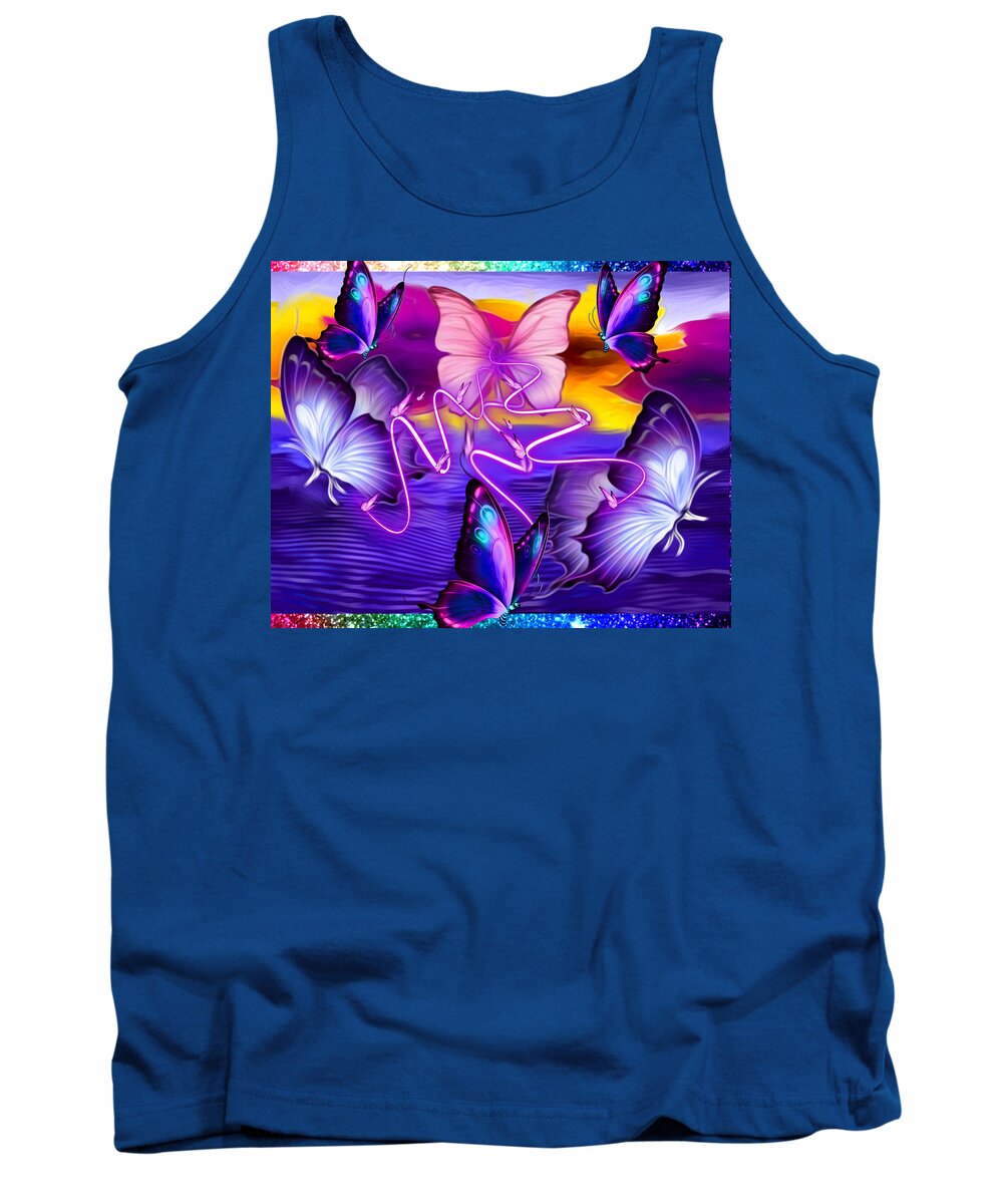 Digital Art Graphic Butterflies Tank Top featuring the digital art Join The Party by Gayle Price Thomas