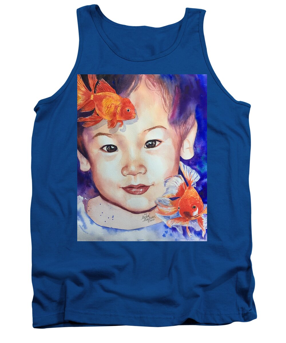 Godfrey Gao Tank Top featuring the painting Little Godfrey Gao by Michal Madison