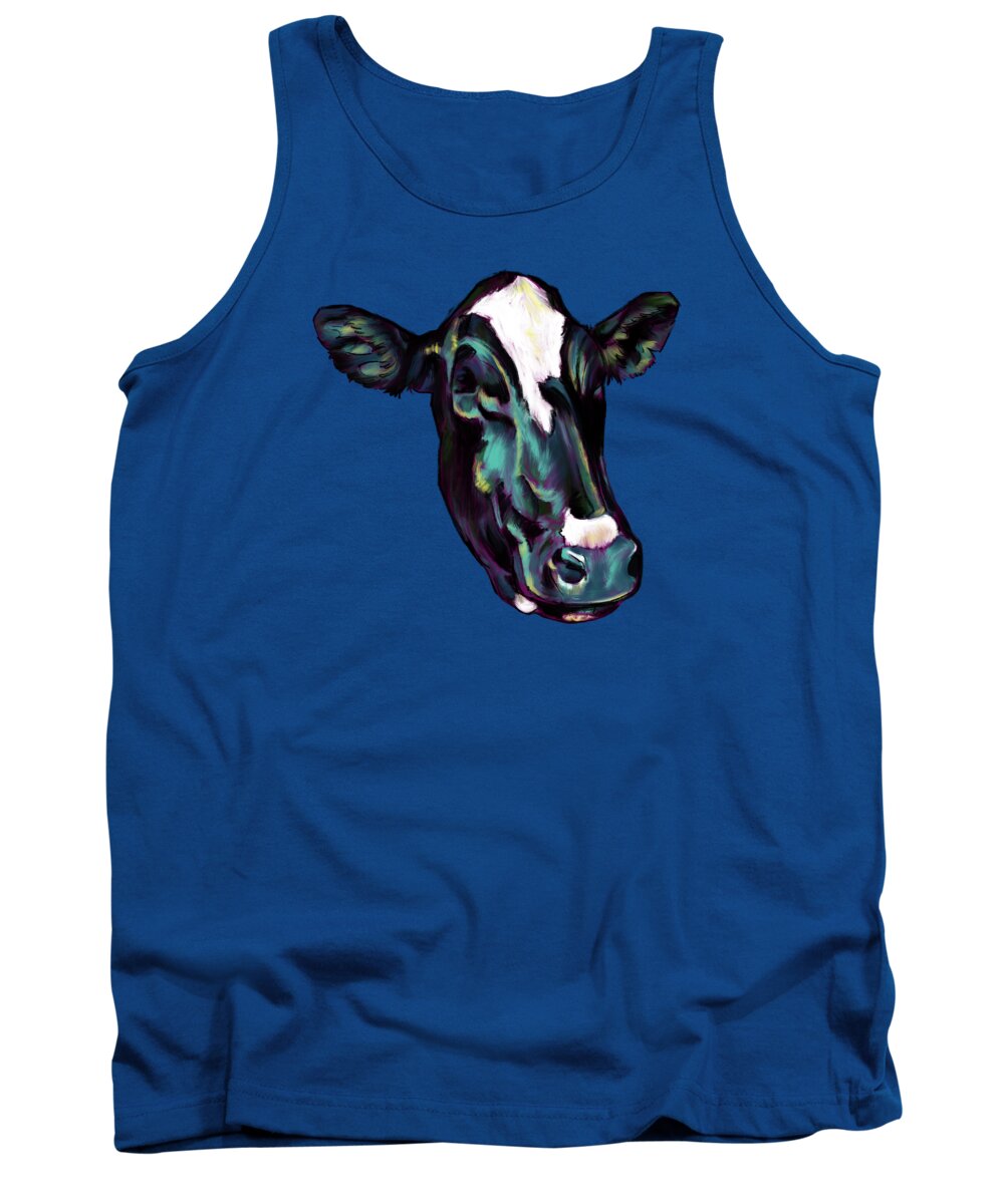 Cow Tank Top featuring the digital art Luna by Dawg Painter