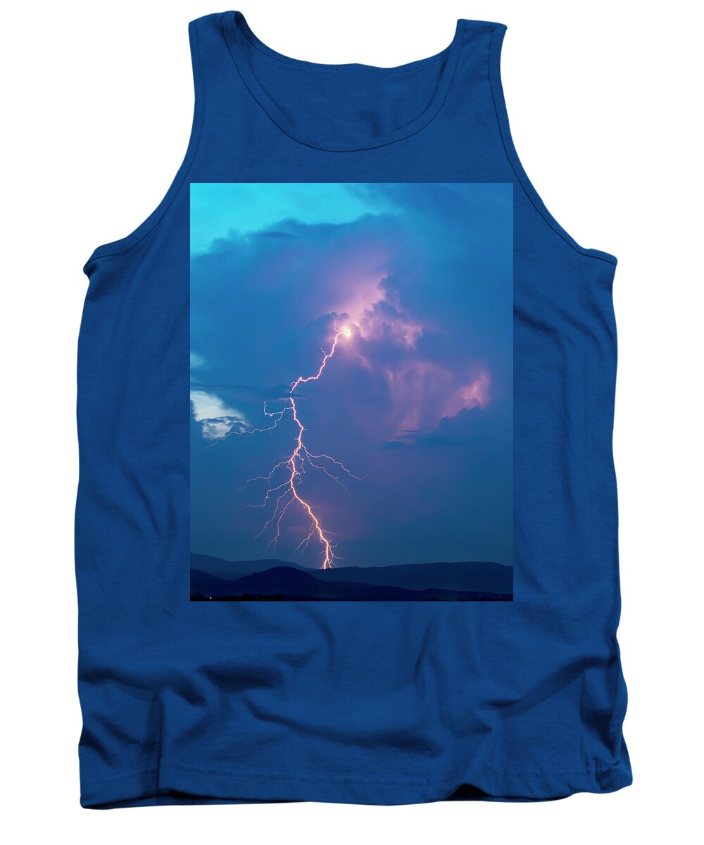 Lightning Tank Top featuring the photograph Massive Lightning Stroke in Color by Charles Floyd