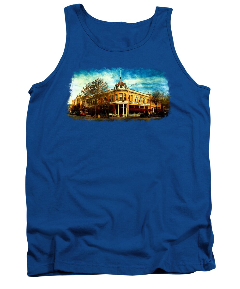 Mcdougall Building Tank Top featuring the digital art McDougall Building in downtown Salinas, California by Nicko Prints