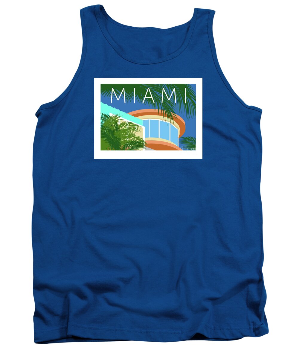Miami Tank Top featuring the digital art Miami Round Tower by Sam Brennan