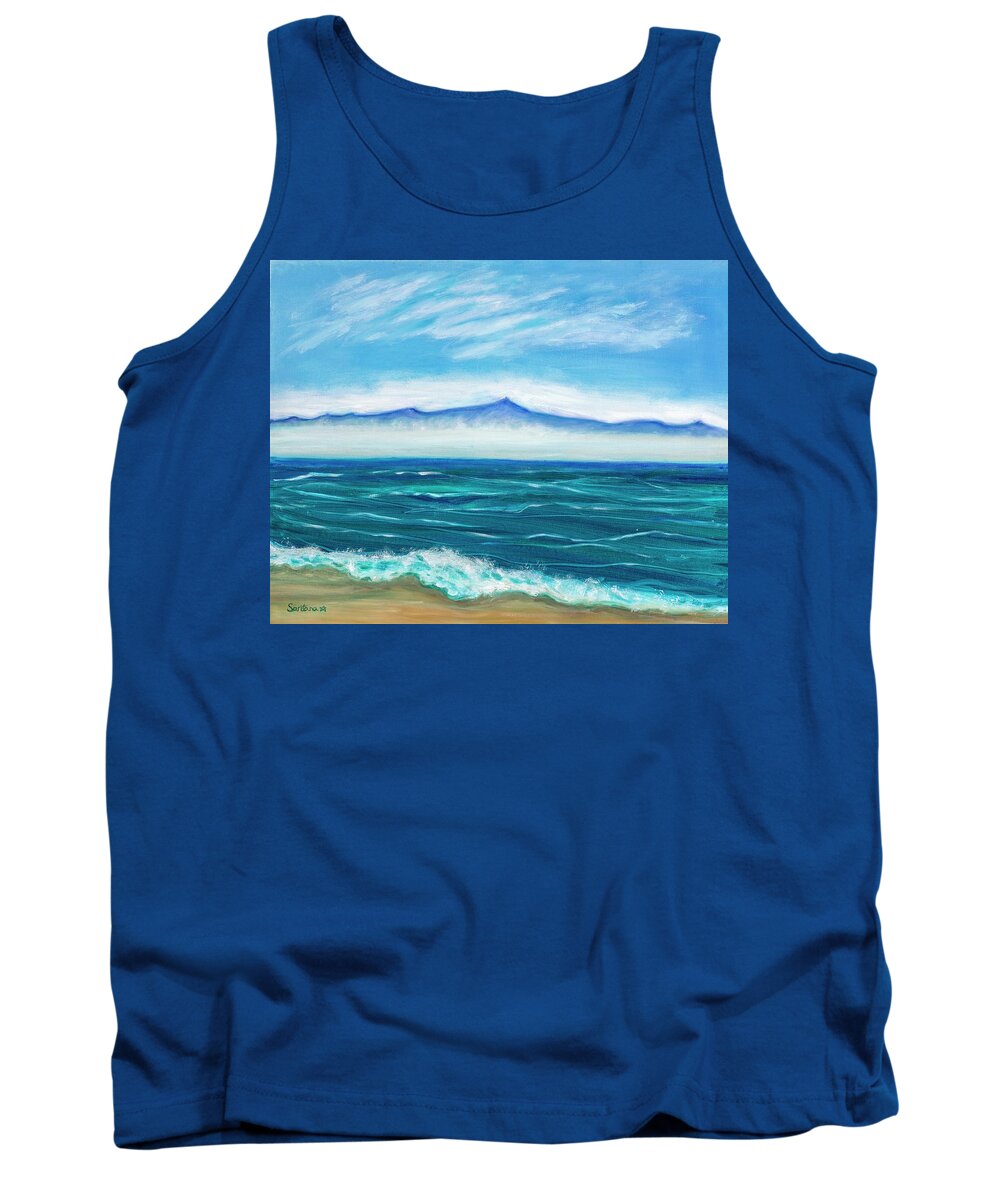 Ocean Tank Top featuring the painting Mist on the Water by Santana Star