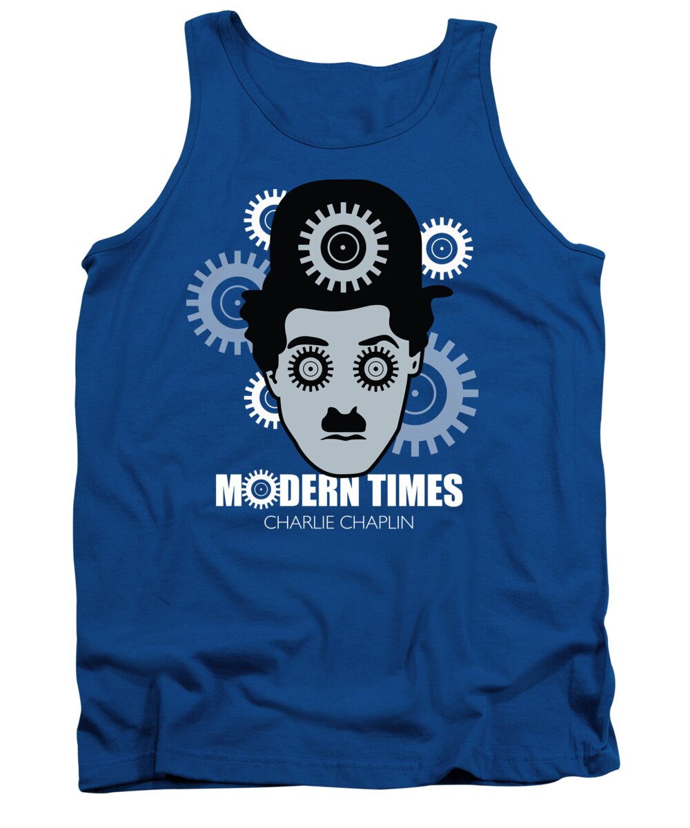Modern Times Tank Top featuring the digital art Modern Times - Alternative Movie Poster by Movie Poster Boy