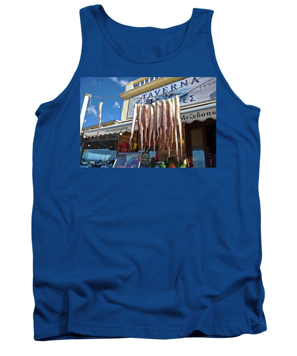 Fishing Tank Top featuring the photograph Octopus at the Taverna by Sean Hannon