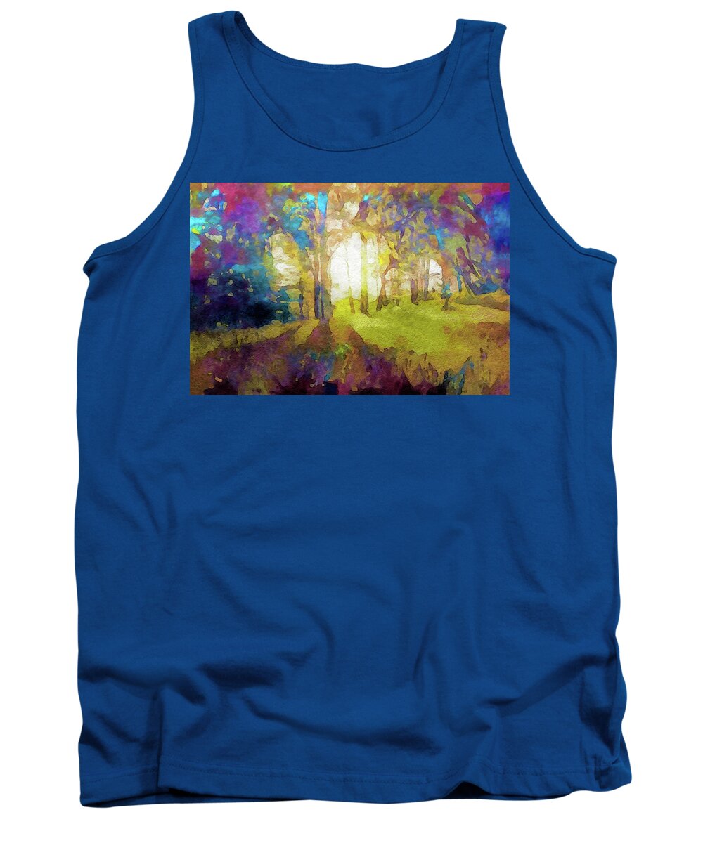 Prismatic Forest Tank Top featuring the painting Prismatic Forest by Susan Maxwell Schmidt