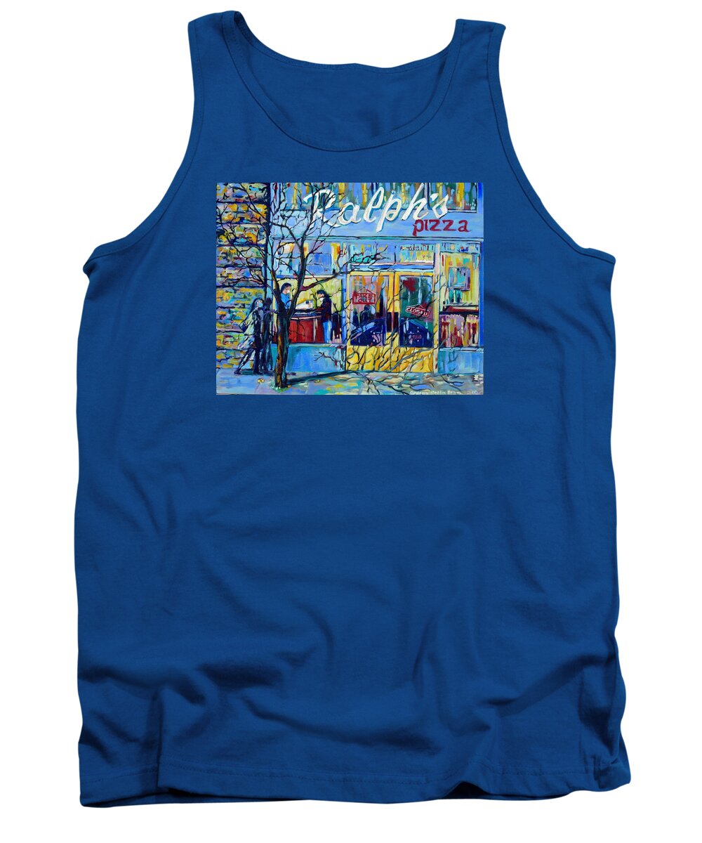 Covid 19 Painting Tank Top featuring the painting Ralph's Pizza by Gregory Merlin Brown