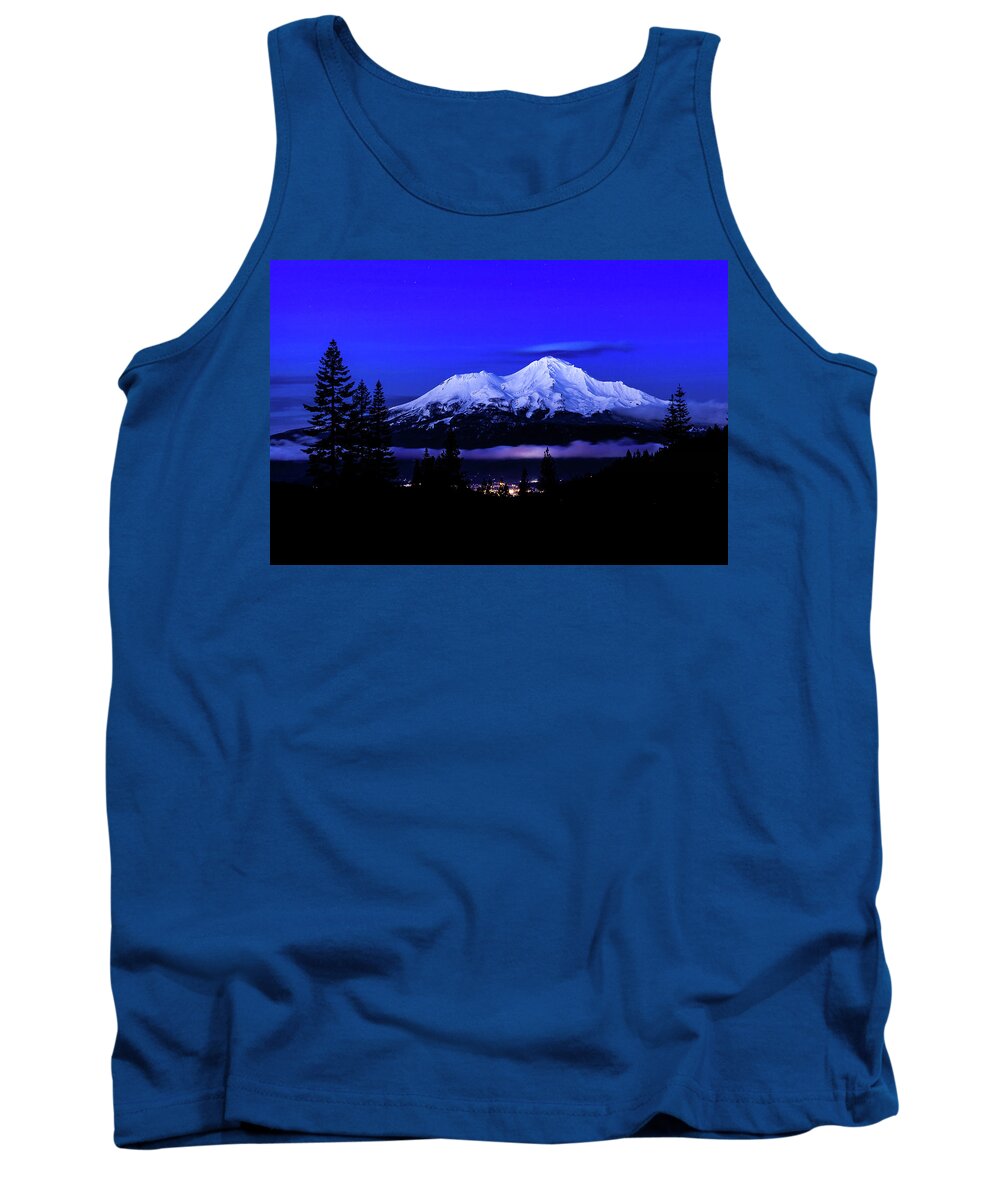 Mount Shasta Tank Top featuring the photograph Small Town Lights by Ryan Workman Photography
