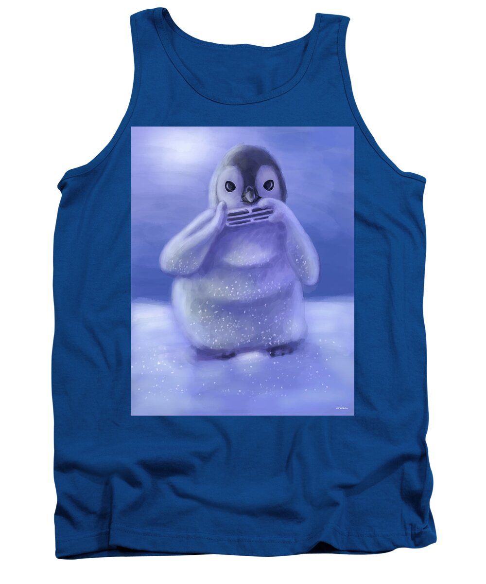 Penguin Tank Top featuring the digital art Snow Chick by Larry Whitler