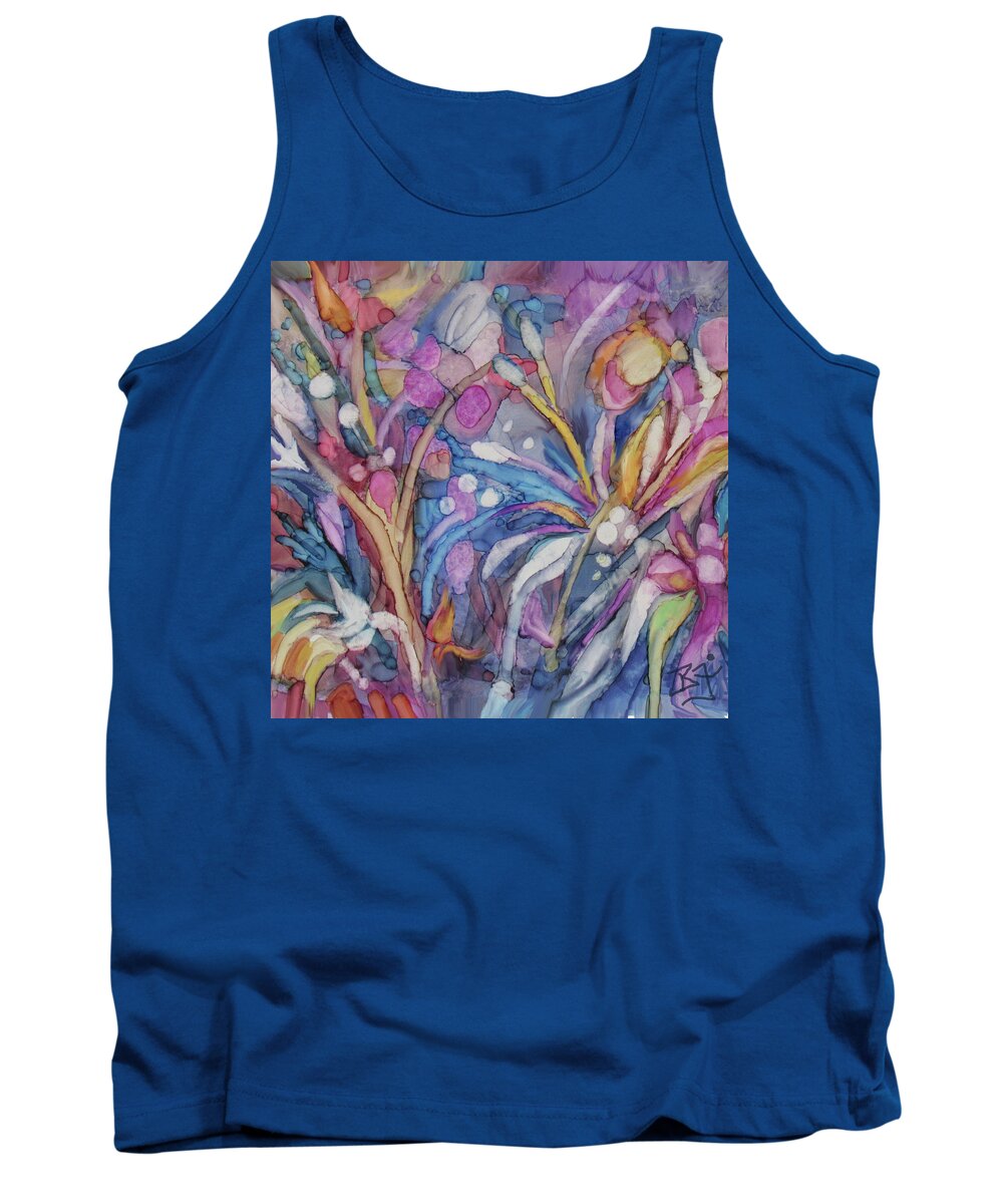 Alcohol Ink Tank Top featuring the painting Spring Garden by Jean Batzell Fitzgerald