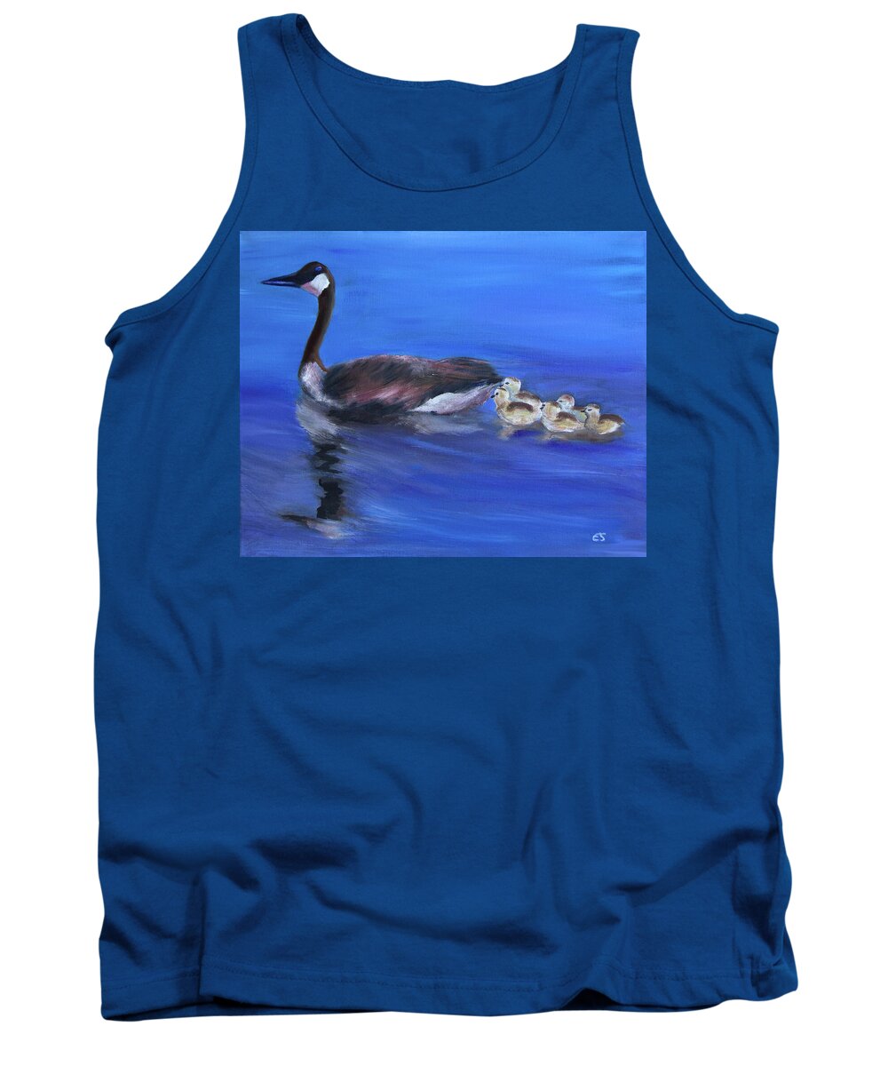 Canadian Goose Tank Top featuring the painting Spring Surprise by Evelyn Snyder
