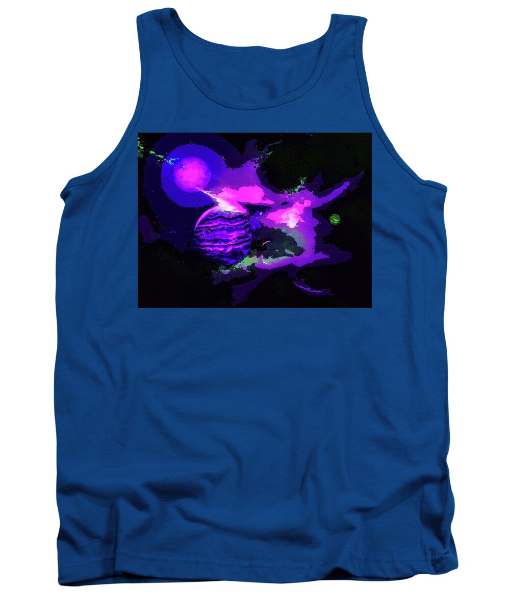  Tank Top featuring the digital art Surreal Planets and Clouds in Space by Don White Artdreamer