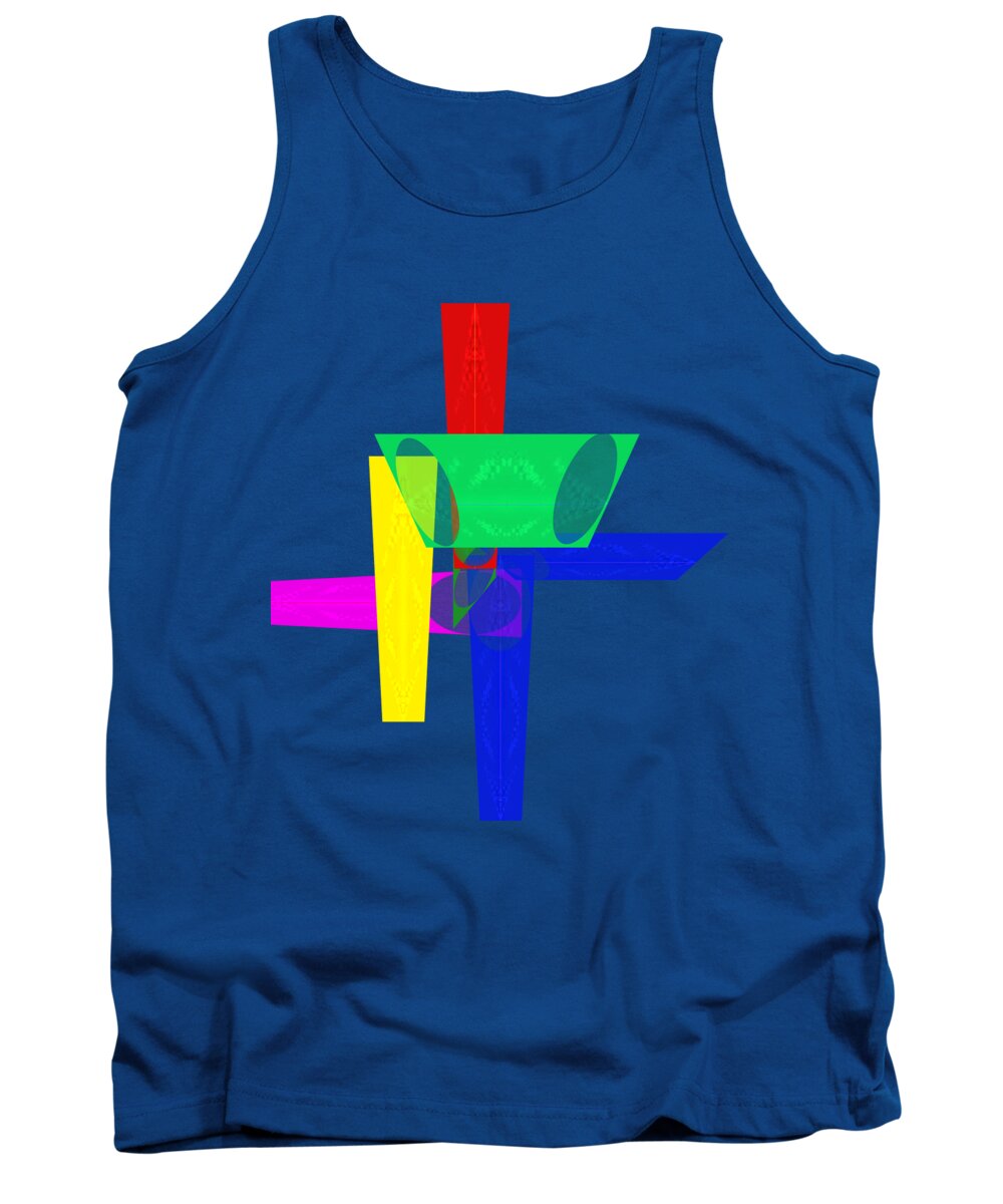 Cross Tank Top featuring the digital art The Cross of Primary Colors and no Straight Lines by Scott S Baker