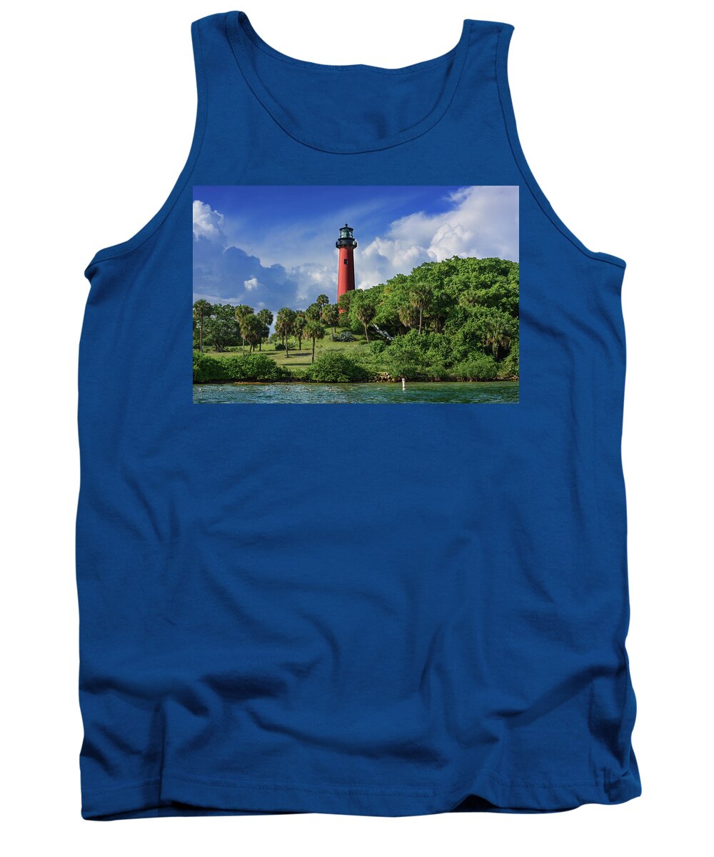 Lighthouse Tank Top featuring the photograph The Jupiter Lighthouse Florida by Laura Fasulo