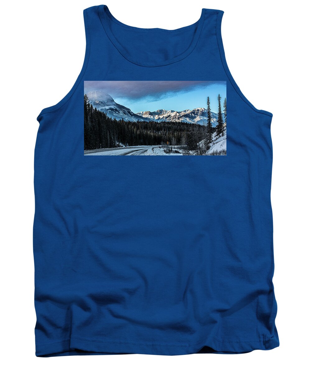  Tank Top featuring the digital art The mountains around Barrier Lake by Jerald Blackstock