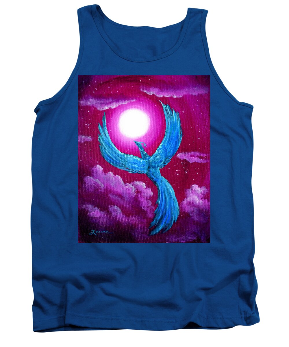 Violet Tank Top featuring the painting Turquoise Moon Phoenix by Laura Iverson