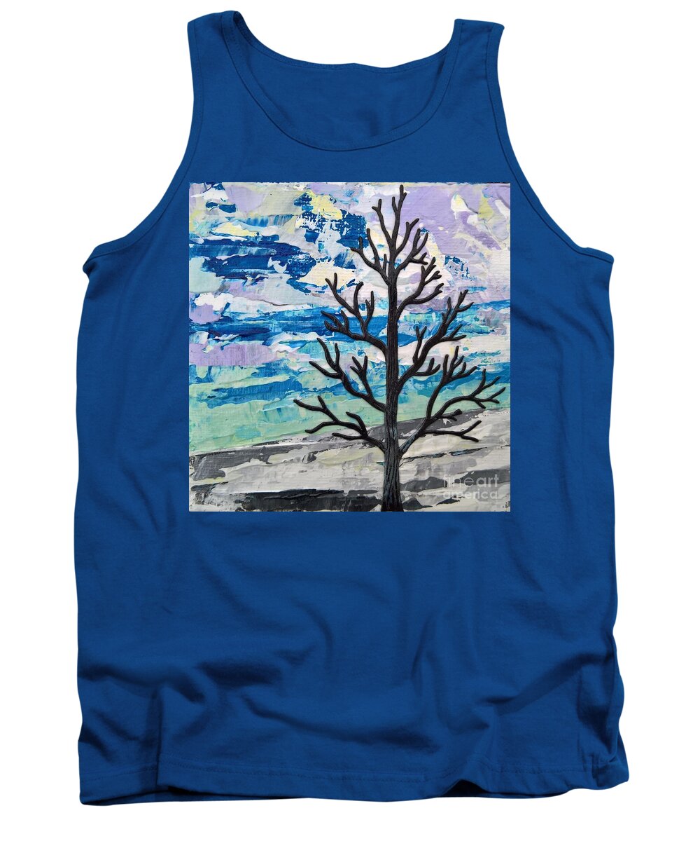 Original Acrylic Painting Tank Top featuring the painting Winter Tree by Lisa Dionne