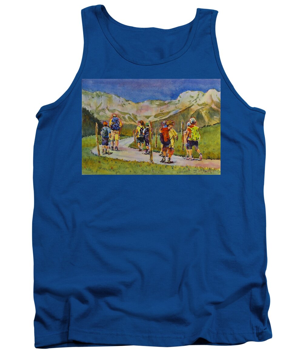 Summer Tank Top featuring the painting Young Hikers by David Gilmore