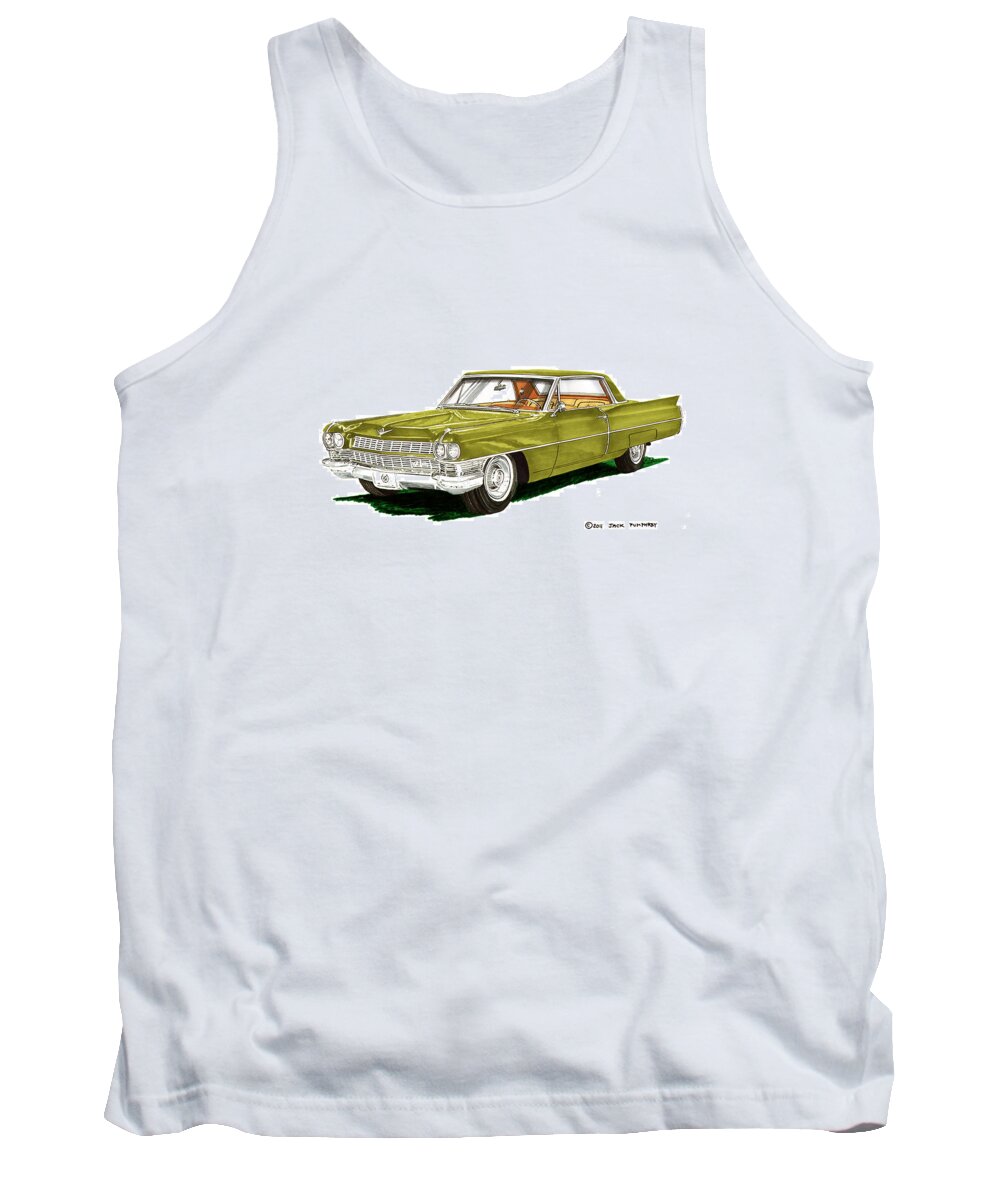 Classic Car Art Tank Top featuring the painting 1964 Cadillac Coupe DeVille by Jack Pumphrey