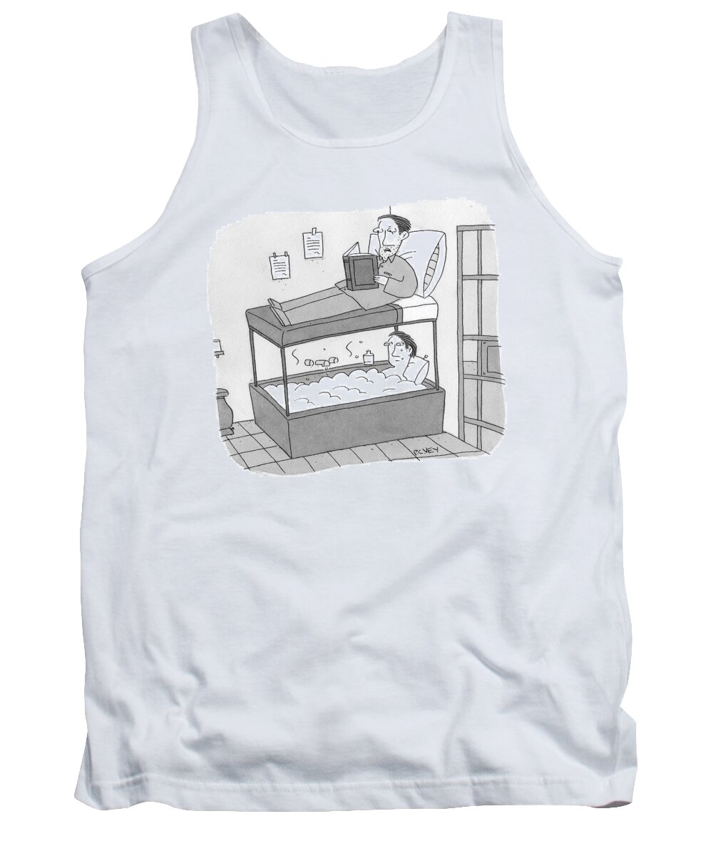 Bunk Beds Tank Top featuring the drawing A Bunk Bed With A Bath Tub Instead Of A Lower Bed #1 by Peter C. Vey