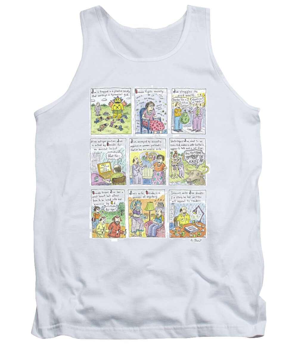 120158 Rch Roz Chast 
(short Story Plot Points.) Tank Top featuring the drawing Better Than Chekhov #1 by Roz Chast