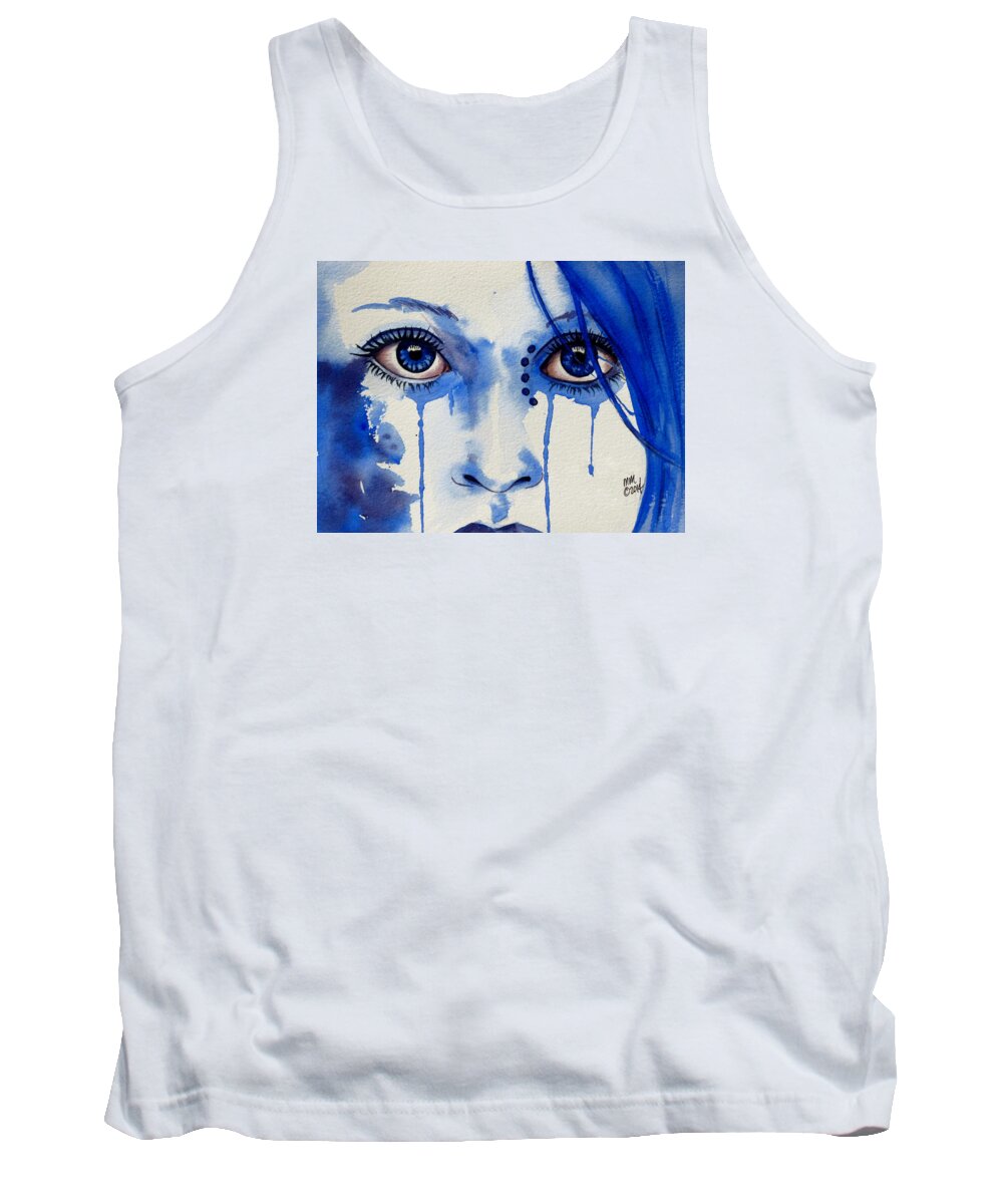Abstract Expressionism Tank Top featuring the painting Blue by Michal Madison