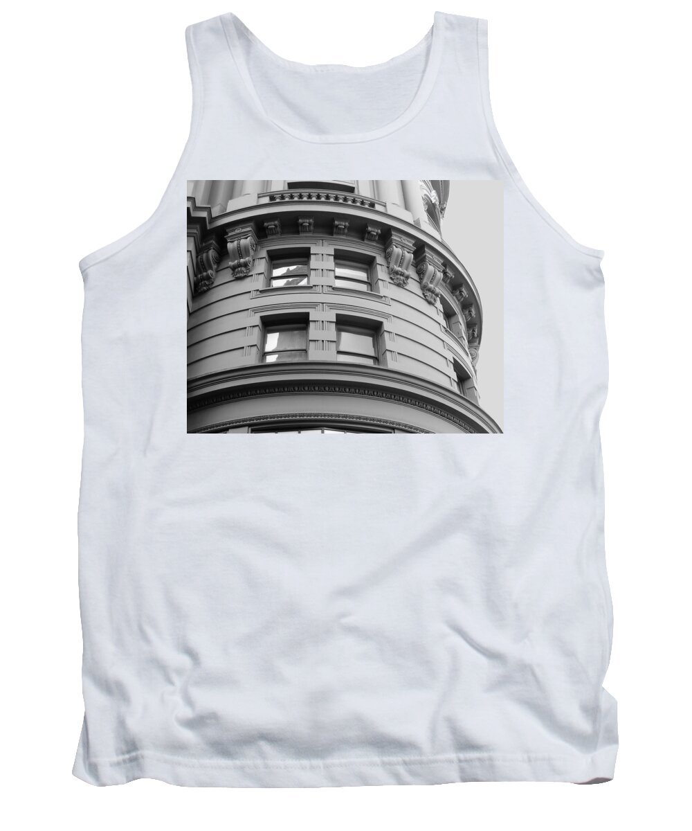 Classical Architecture Tank Top featuring the photograph Circular Building Details San Francisco BW by Connie Fox