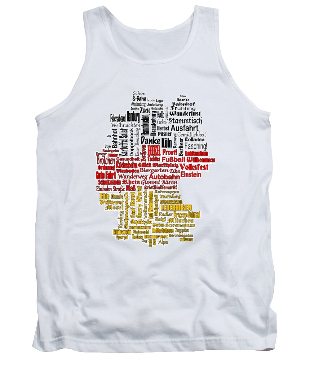 Germany Tank Top featuring the digital art Germany Map #1 by Shirley Radabaugh