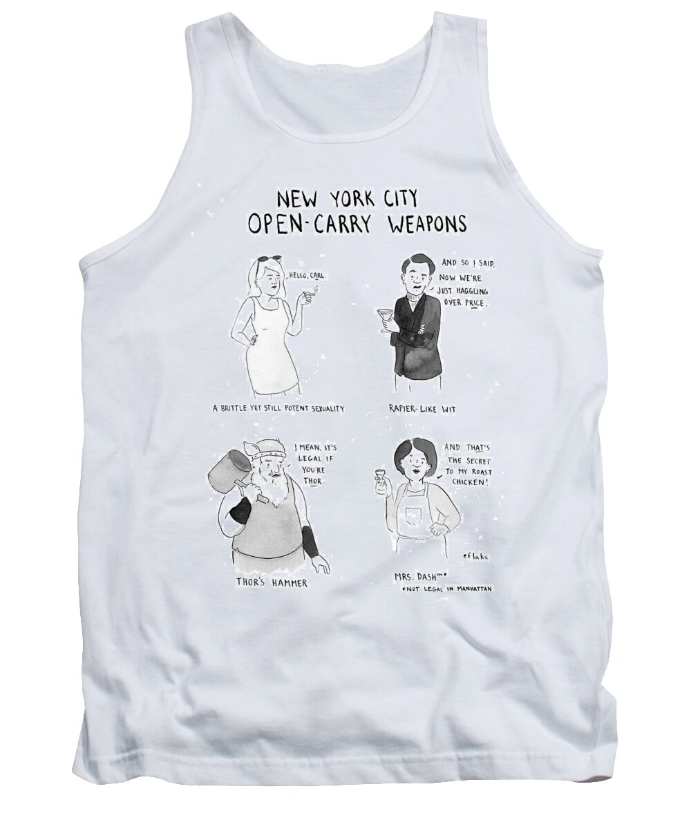 New York City Open-carry Weapons Tank Top featuring the drawing New York City Open Carry Weapons #1 by Emily Flake