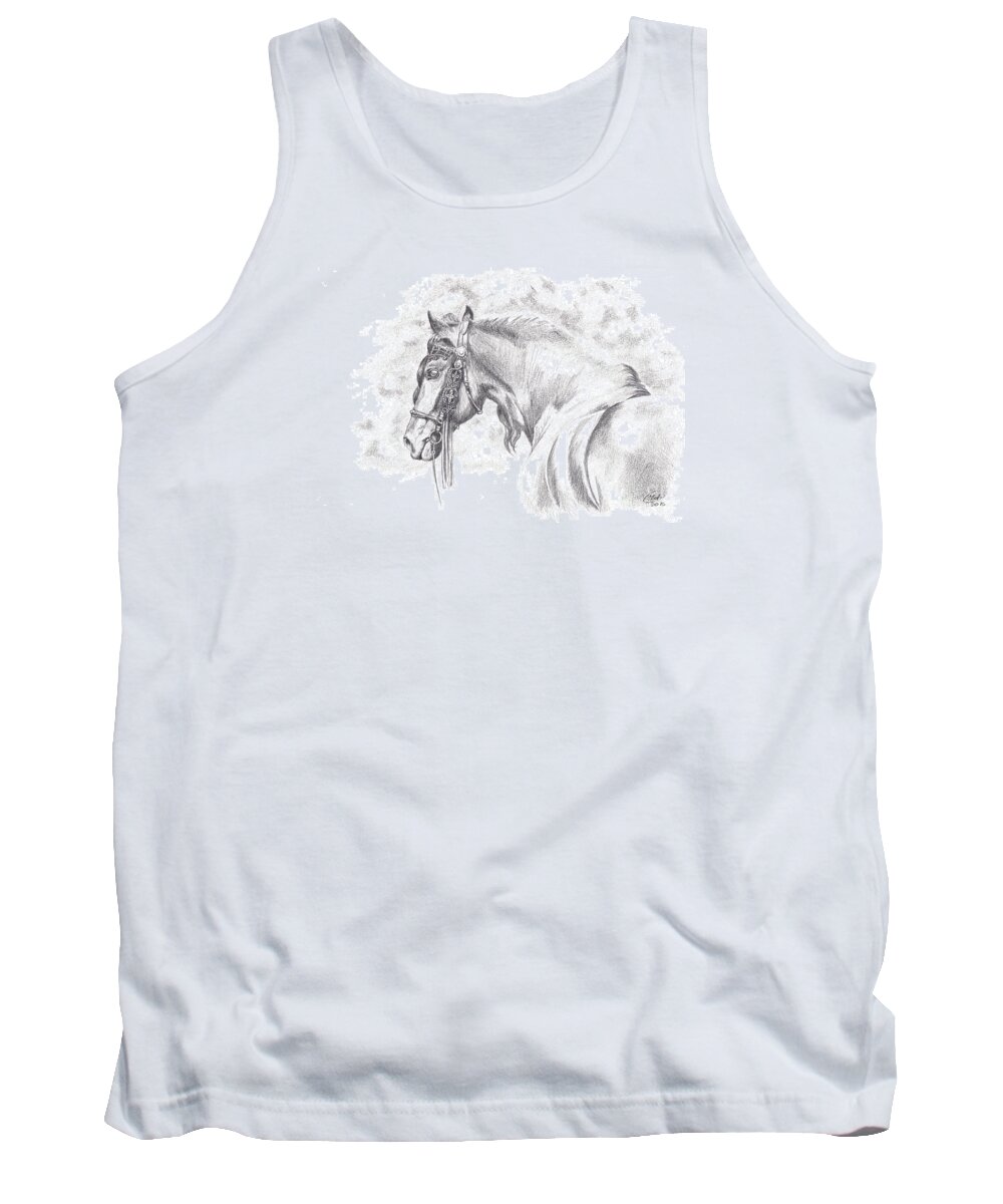 Traditional Tank Top featuring the drawing Patience #2 by Kate Black