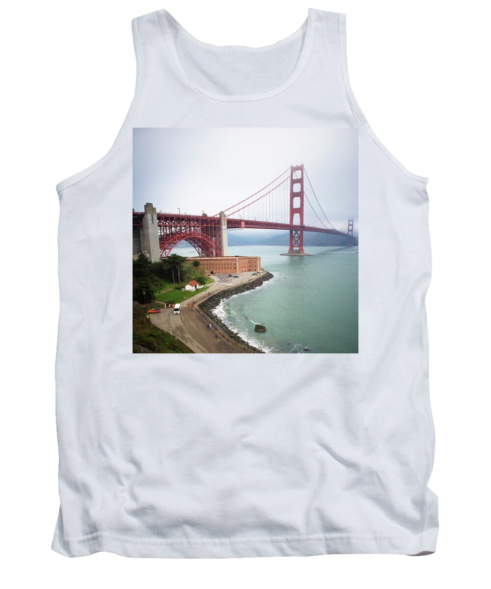 Architecture Tank Top featuring the photograph View Of The Golden Gate Bridge #1 by Ron Koeberer