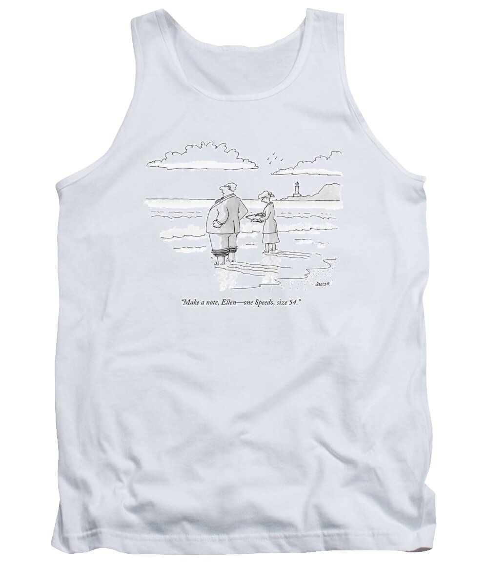 Fashion Tank Top featuring the drawing Make A Note by Jack Ziegler