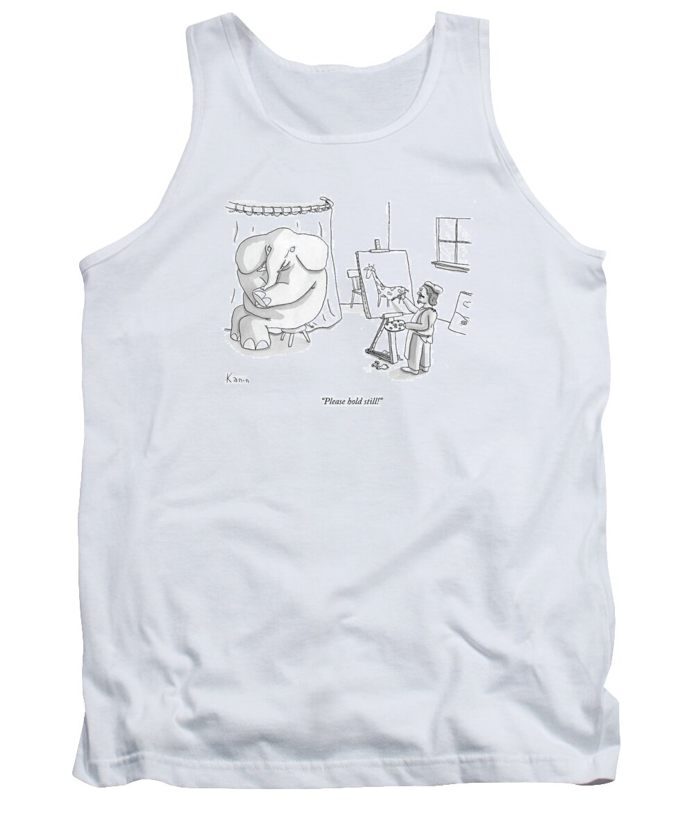 Painters Tank Top featuring the drawing Please Hold Still! by Zachary Kanin