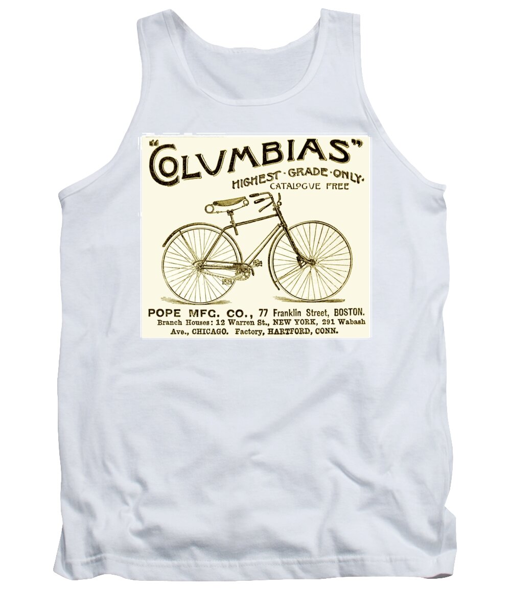 1891 Tank Top featuring the digital art 1891 - Columbia Bicycle Advertisement by John Madison
